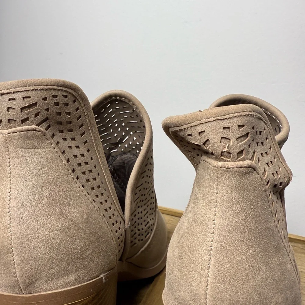 Women's Soda Tan Peep-Toe Ankle Boots